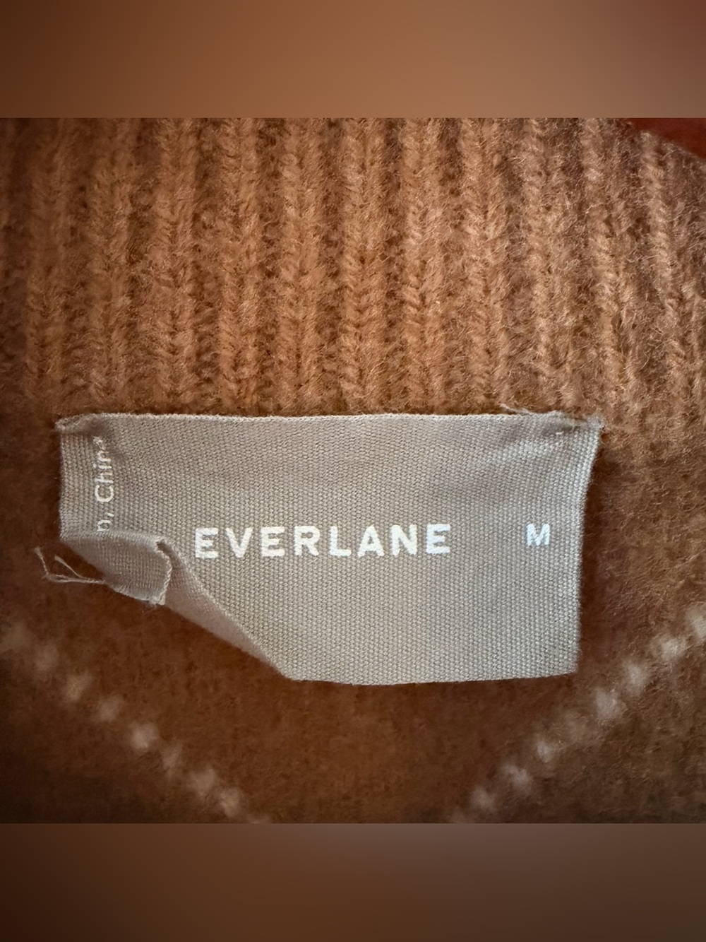 Everlane Size Medium Felted Merino Argyle Mockneck Sweater Brown Black - Picture 6 of 7